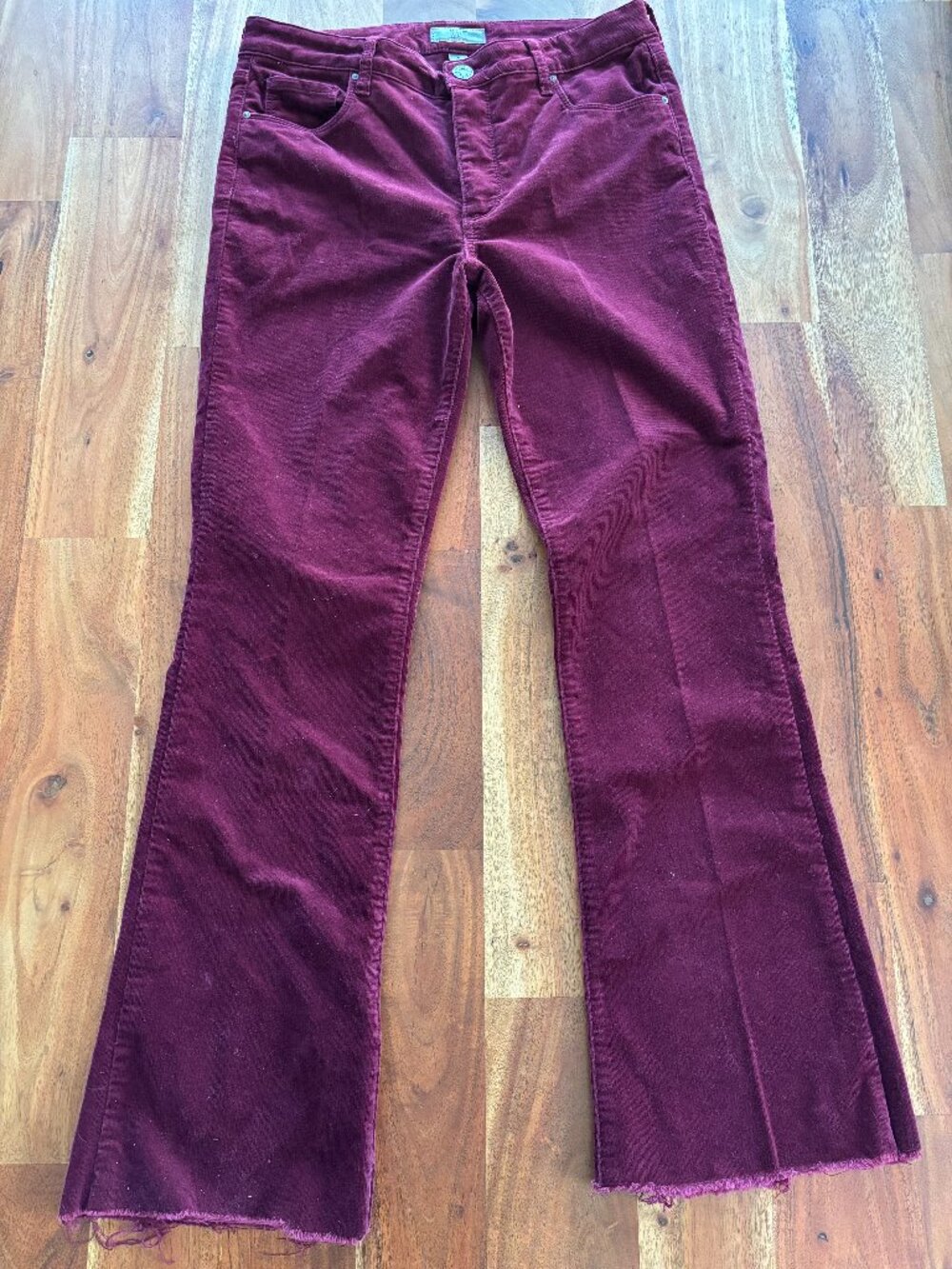 Kut from the Kloth Ana High Rise Fab Ab Flare Corduroy Pants - Burgundy - Size 6